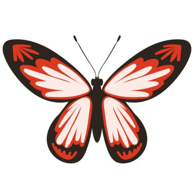 butterfly red, on white background vector