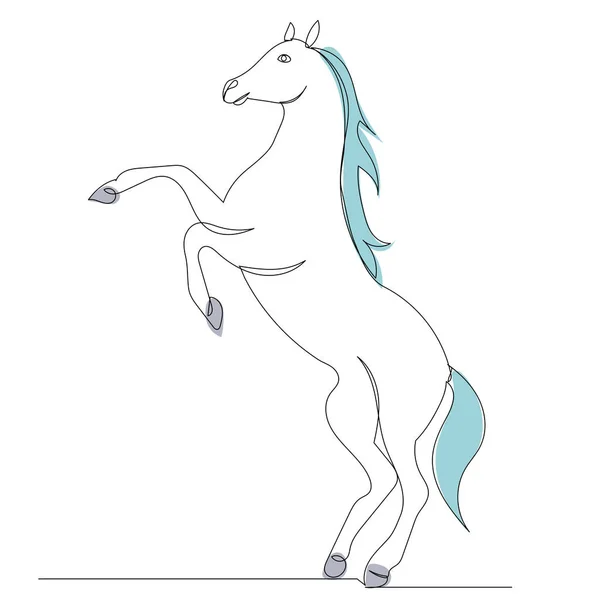 Horse Sketch Drawing One Continuous Line Vector — Archivo Imágenes Vectoriales