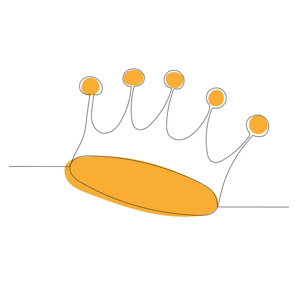 Crown Sketch Drawing One Continuous Line Vector Isolated — Wektor stockowy