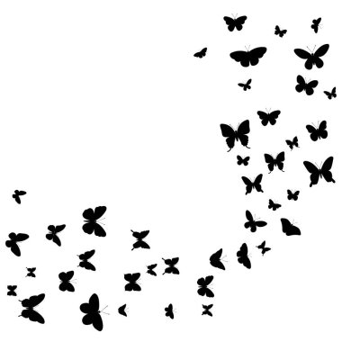 flying butterflies, black silhouette, isolated vector