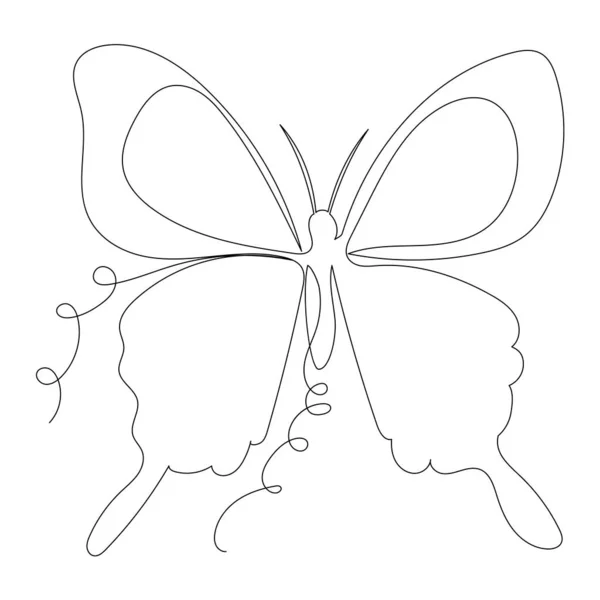 Papillon Volant Dessin Ligne Continue — Image vectorielle
