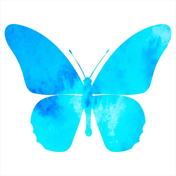 Butterfly Insect Blue Watercolor Silhouette — 图库矢量图片