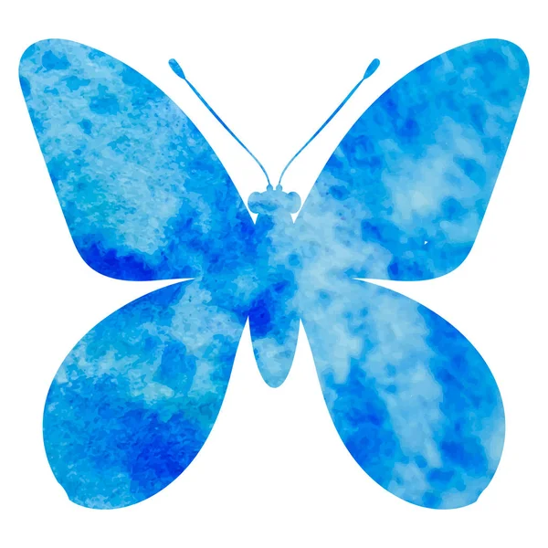 Butterfly Insect Blue Watercolor Silhouette Isolated — Stock vektor