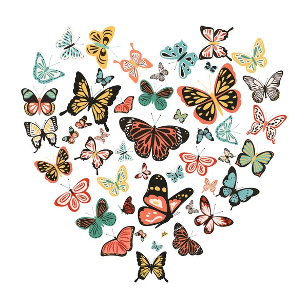 Schmetterlingsinsekt Herzform Valentinstag — Stockvektor