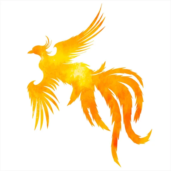 Feniks Vogel Vuurvogel Aquarel Silhouet Geïsoleerde Vector — Stockvector