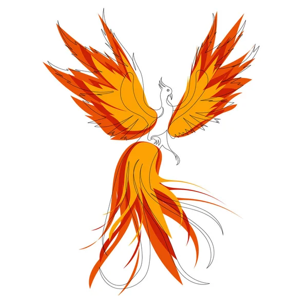 Phoenix Ciągły Rysunek Linii Szkic Wektor — Wektor stockowy