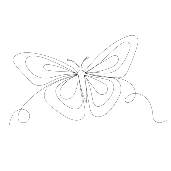 Літаючий Метелик Безперервна Лінія Креслення Ескіз Вектор — стоковий вектор