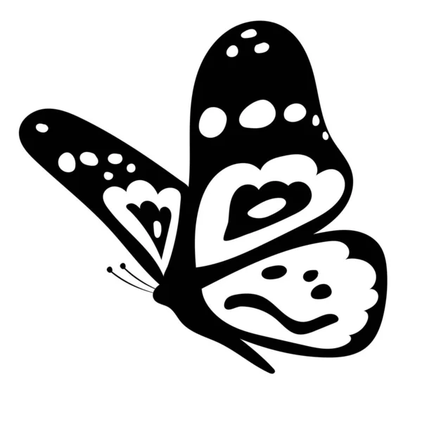 Літаючий Метелик Чорно Білий Силует — стоковий вектор