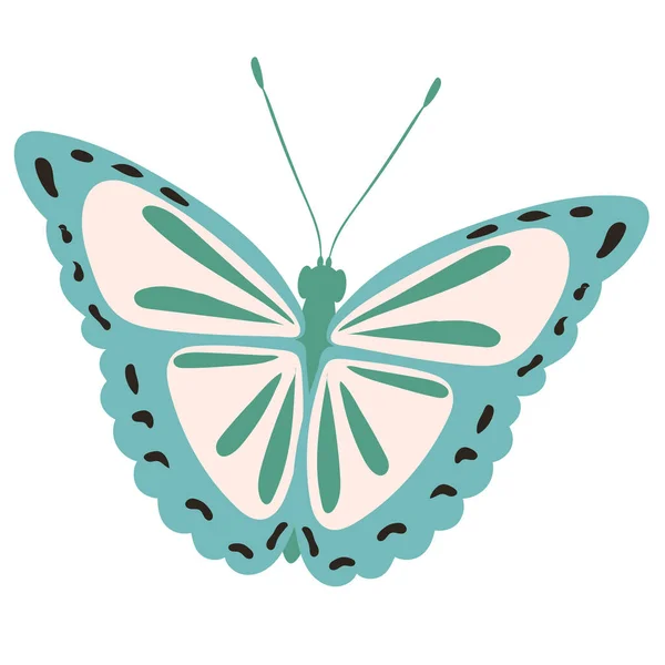 Farfalla Disegno Piatto Sfondo Bianco Isolato Vettore — Vettoriale Stock