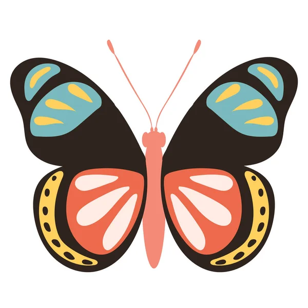 Mariposa Diseño Plano Sobre Fondo Blanco Aislado — Archivo Imágenes Vectoriales