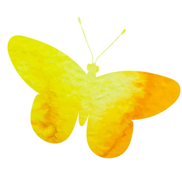 Silueta Acuarela Mariposa Amarilla Sobre Fondo Blanco Vector — Vector de stock