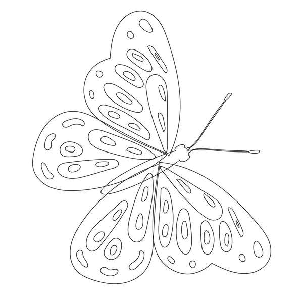 Mariposa Boceto Contorno Sobre Fondo Blanco — Vector de stock