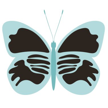 Kelebek, beyaz arka planda düz tasarım, izole edilmiş, vektör