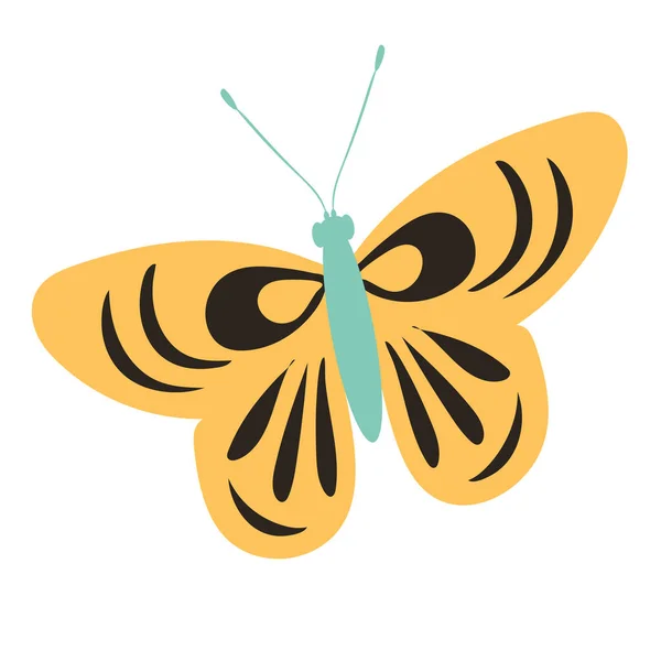 Motýl Plochý Design Bílém Pozadí Izolovaný — Stockový vektor