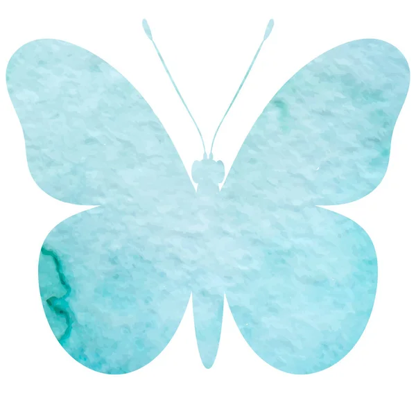 Motýl Akvarel Silueta Bílém Pozadí — Stockový vektor