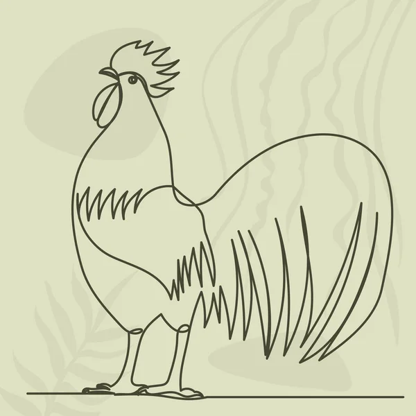 Gallo Disegno Linea Continua Sfondo Astratto Vettore Isolato — Vettoriale Stock