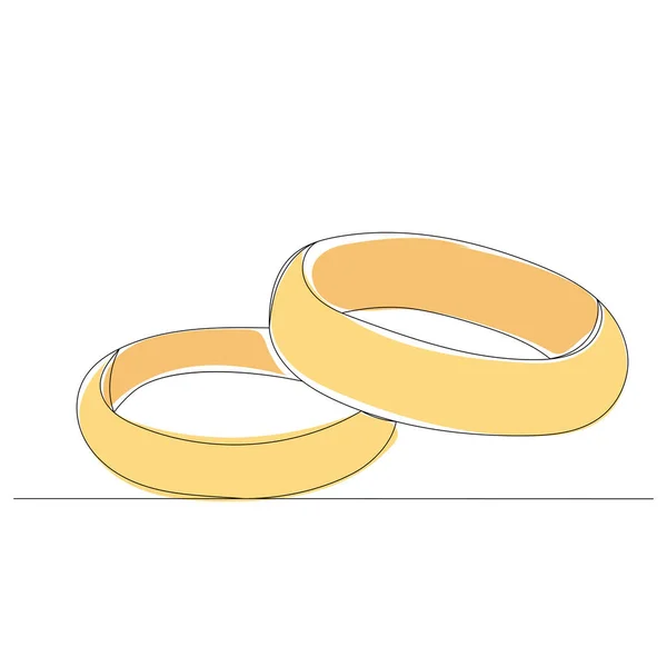 結婚指輪連続線画ベクトル孤立 — ストックベクタ