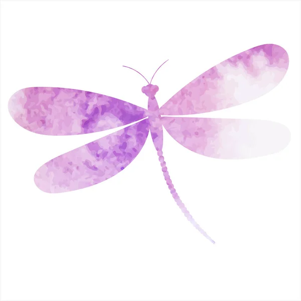 Libelle Aquarell Lila Silhouette Auf Weißem Hintergrund Vektor — Stockvektor