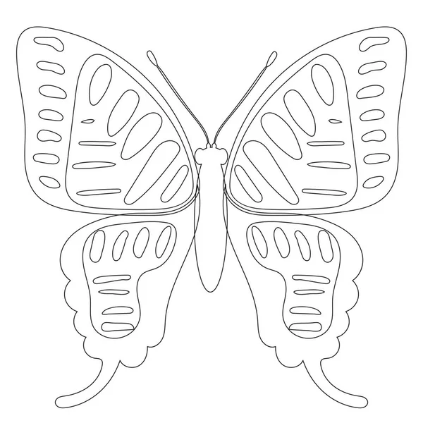 Schmetterling Konturskizze Auf Weißem Hintergrund Isoliert Vektor — Stockvektor