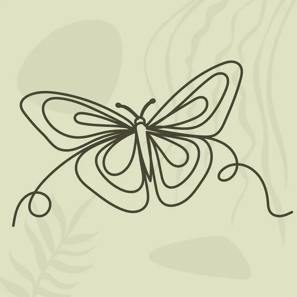 Рисунок Бабочки Непрерывной Линией Абстрактном Фоне Вектор — стоковый вектор