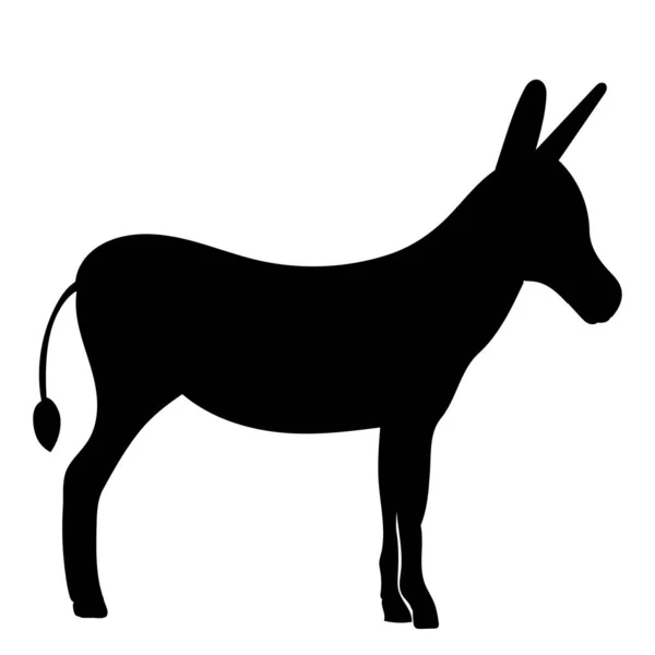 Eselsilhouette Auf Weißem Hintergrund Vektor Isoliert — Stockvektor