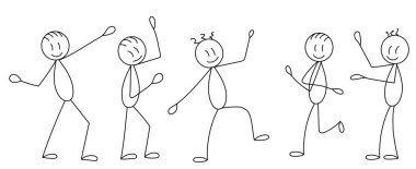 İnsanlar sevinir, çöp adam, karalama, taslak, izole edilmiş