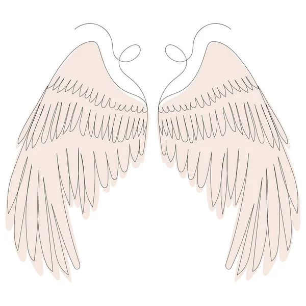Рисунок Птичьих Крыльев Одной Сплошной Линией Вектор — стоковый вектор