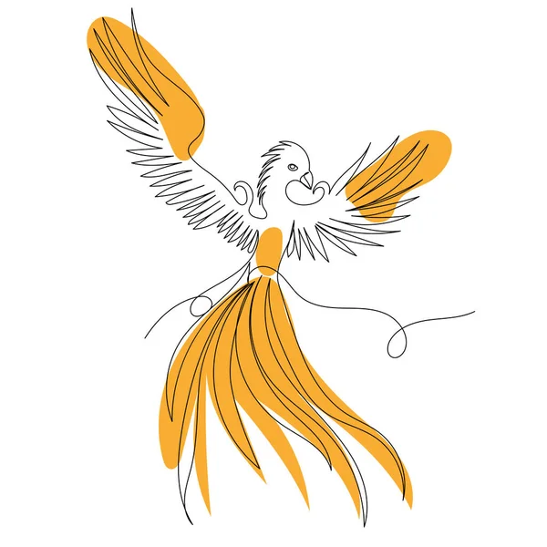 Phoenix Pássaro Desenho Uma Linha Contínua Vetor Isolado — Vetor de Stock