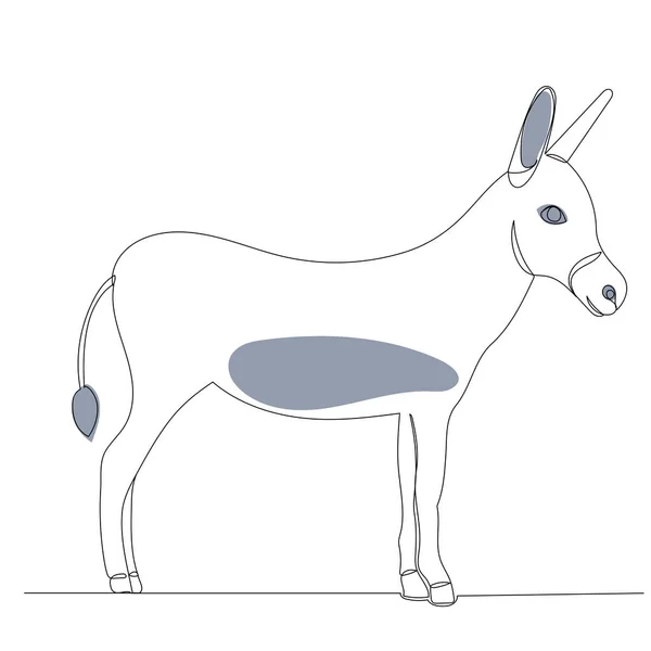 Burro Dibujo Una Línea Continua Vector Aislado — Vector de stock