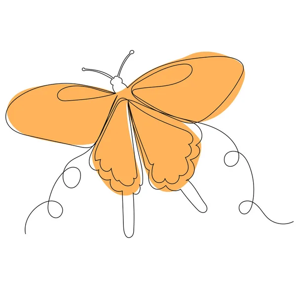 Dessin Papillon Jaune Une Ligne Continue Vecteur Isolé — Image vectorielle