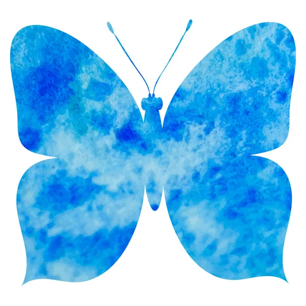 Blauer Schmetterling Aquarell Silhouette Auf Weißem Hintergrund — Stockvektor