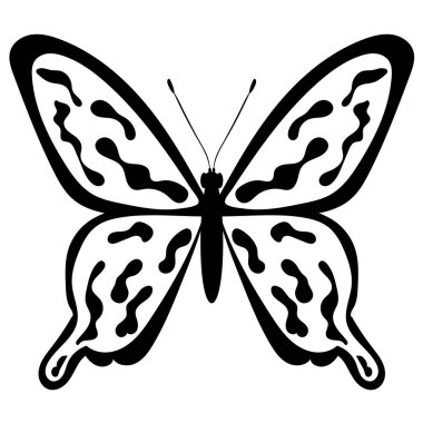 Kelebek silueti, beyaz arkaplanda, vektör