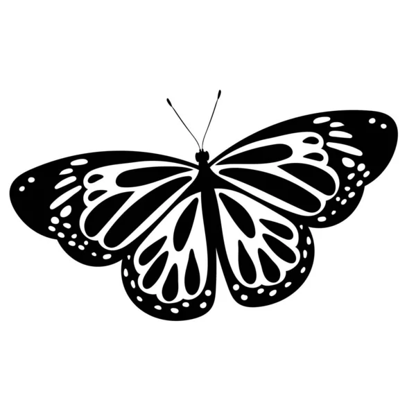 Silhouette Farfalla Sfondo Bianco — Vettoriale Stock