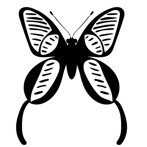Pillangó Sziluett Fehér Háttér Vektor Elszigetelt — Stock Vector