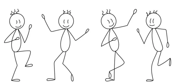 Figures Dancing People Sketch Isolated Vector — Stock Vector