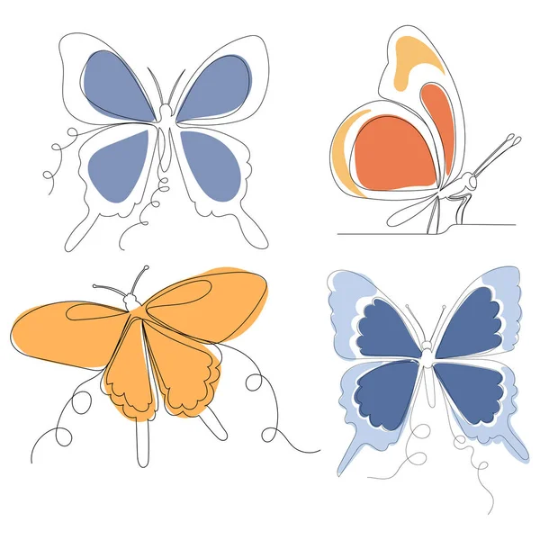 Schmetterlingszeichnung Einer Durchgehenden Linie — Stockvektor