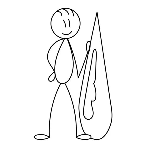 Figura Hombre Con Bosquejo Tabla Surf Aislado Vector — Vector de stock