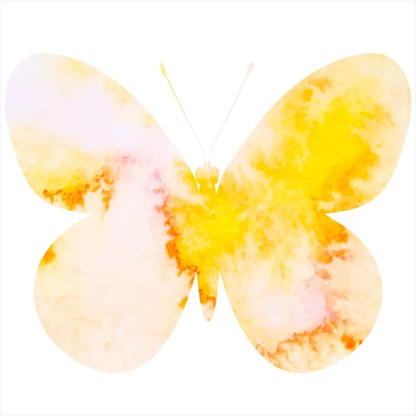 Yellow Butterfly Watercolor Silhouette White Background Vector — Stock Vector