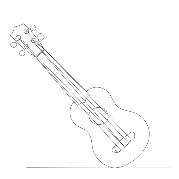 Gitar Çizimi Aralıksız Bir Çizgi Vektör Izole Edilmiş — Stok Vektör