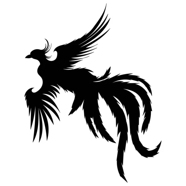 Phoenix Oiseau Silhouette Oiseau Feu Sur Fond Blanc Vecteur Isolé — Image vectorielle