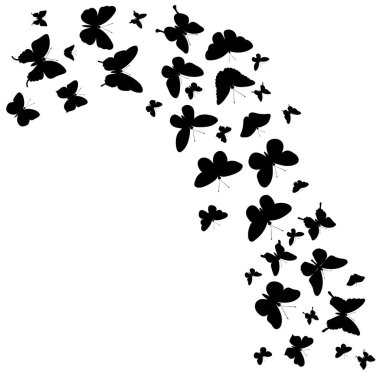 Beyaz arka planda kelebekler uçuşuyor, vektör, izole edilmiş.