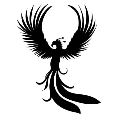 Anka kuşu silueti, beyaz arkaplanda, vektör