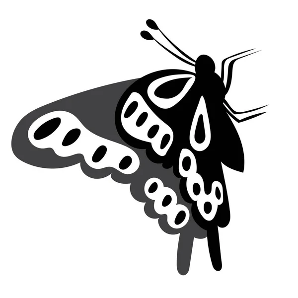Farfalla Silhouette Bianco Nero Sfondo Bianco Vettore — Vettoriale Stock