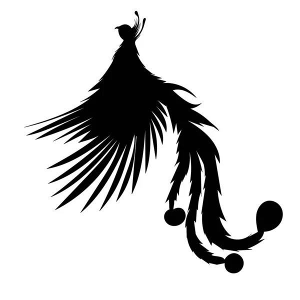 Silhouette Oiseau Phénix Sur Fond Blanc Vecteur Isolé — Image vectorielle