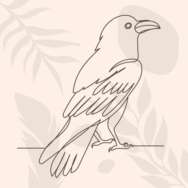 Dibujo Línea Raven Sobre Fondo Abstracto Vector Aislado — Vector de stock