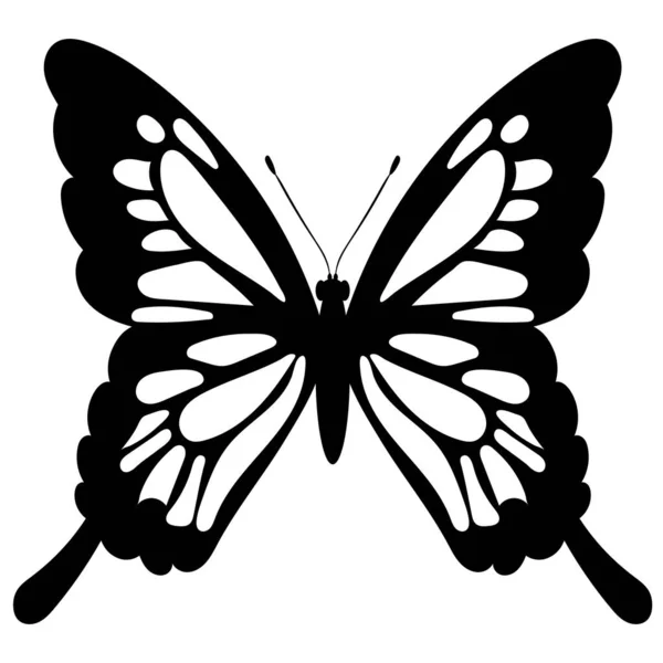 Mariposa Silueta Blanco Negro Sobre Fondo Blanco Vector — Archivo Imágenes Vectoriales