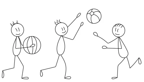 Figure People Play Ball Vecteur Contour Isolé — Image vectorielle