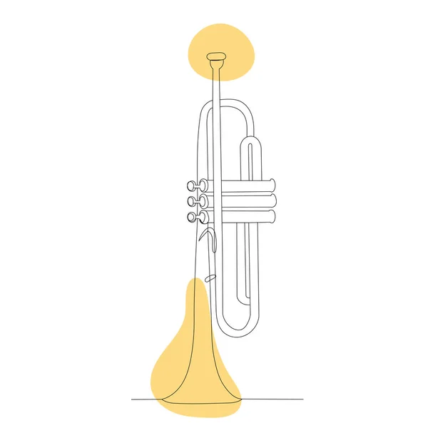 Музична Труба Одна Лінія Малювання Вектор Ізольована — стоковий вектор