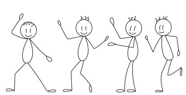 İnsanlar seviniyor, çevreliyor, vektör çiziyor.