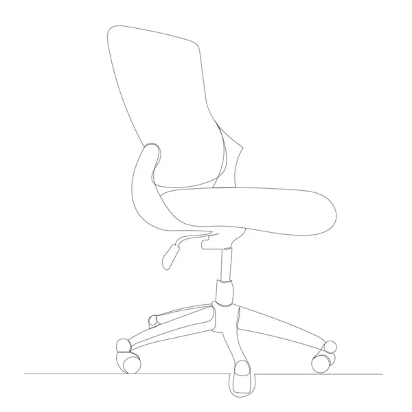 Computer Chair One Line Drawing Vector Isolated — Stock Vector